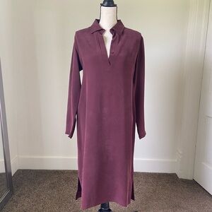 Vintage Field Manor 100% Silk Maroon Dress Size 8